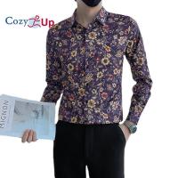 ราคา เสื้อเชิ้ตแขนยาวผู้ชายสไตล์ลำลองลายดอกไม้ผ้าบาติกโพลีเอสเตอร์ (16214016729)