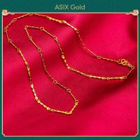 ราคา ASIX GOLD สร้อยคอทองคำ 24K สำหรับผู้หญิง สร้อยคอทองคำเรียบง่ายแฟชั่นเกาหลี หลายสไตล์ ไม่ดำ ไม่ลอก (18587302763)