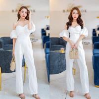 ราคา จั๊มสูทขายาวเกาะอก ต่อแขนพอง BT studio (15956333400)