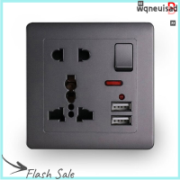 ราคา Wq เต้ารับ Usb สีเทาขนาดคลังสินค้าพร้อมปลั๊กไฟติดผนังแผงฝัง (21094261844)