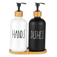 ราคา Hand and Dish Soap Dispenser for Kitchen Sink Farmhouse Kitchen Soap Dispenser Set with Tray (17341118570)