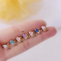 ราคา 1 Piece Heart Head Earrings Stud Straight Barbell Helix Tragus Upper Lobe Piercing (17642521428)