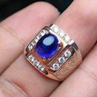 ราคา แหวนไพลิน ล้อมเพชรสวยมาก แหวนเงินแท้ 92 5 สองกษัตริย์ ประดับ พลอยไพลินแท้ แหวนชาย New (11730566157)