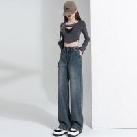 ราคา ZARA กางเกงยีนส์ขากว้างสำหรับผู้หญิงกางเกงยีนส์2023เอวสูงทรงหลวมสลิมมิ่งขาตรงยาวถึงพื้นสำหรับคนตัวเล็กฤดูใบไม้ร่วง (20433037944)