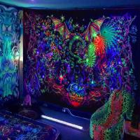 ราคา Fluorescent UV Tapestry Mushroom Moon Fluorescent Hanging Cloth Home Decorative Wall Cloth (19150770090)