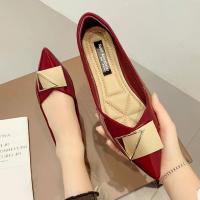 ราคา รองเท้าปลายแหลมพื้นหนัง PU สำหรับผู้หญิงรองเท้าใส่ในสำนักงานแฟชั่นรองเท้าส้นเตี้ยพื้นตื้นรองเท้าลำลองสวมใส่สบาย (18475833750)