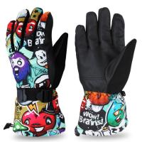 ราคา 30 degree Winter Warm Snowboard Ski Gloves Waterproof Thicken Skiing Mittens Snowmobile motorcycle snow monster scrawl printed (10375301816)