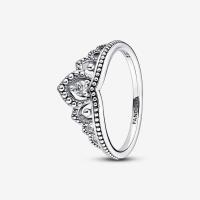 ราคา 925 Sterling Silver Regal Beaded Tiara Ring Crystal Princess Crown Rings Birthday Gift Jewelry For Women (21035574189)