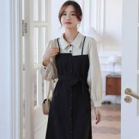 ราคา NEWjiutanhuan4 ชุดเดรสกระโปรงยาว แขนยาว คอปก ทรงเอ ประดับโบว์ ขนาดเล็ก เข้ากับทุกการแต่งกาย สไตล์ทหารเรือ สําหรับสตรี (20127314382)