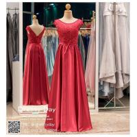 ราคา ชุดราตรียาวแขนล้ำ ชุดไปงานแต่งงานกลางคืน ชุดราตรีคนอ้วนพร้อมส่ง PF148 RED แดง dressy day (8728528078)