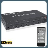 ราคา 4K 60Hz HDMI Ture Matrix 4X4 HDMI 2 0 Matrix Commutador Switch 4 In 4 Out เครื่องกระจายสัญญาณ HDMI HDR 18Gbps กับ IR RS232 EDID (19655021742)