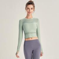 ราคา alo yoga Yoga Clothes Womens Fitness Clothes Summer Long Sleeved Sports Top Running Quick Drying Short Skinny Yoga Clothes Women (20791229151)