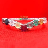 ราคา แหวนนพเก้าแท้ แหวนเงินแท้ ชุบทองคำขาว พลอยนพเก้าแท้ พลอยแท้ครบตามตำรา YTG 1056 (17422494097)