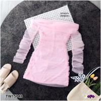 ราคา 15748 เดรสสั้น เปิดไหล่ แขนยาว ชุดสีชมพู ผ้ามุ้ง มินิเดรส เสื้อผ้าแฟชั่น ชุดออกงาน ชุดเที่ยว (16980266142)