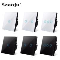 ราคา Touch Switch EU Standard White Crystal Glass Panel Light Switch Ac220v Switch 1 Gang 1 Way Single Control Wall Lamp Touch Switch (10292032113)