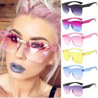 ราคา สีลูกอมขนาดใหญ่UV400 แว่นตากันแดดแบบบูรณาการPC RIMLESSแว่นตาทรงสี่เหลี่ยมSun Shadesสำหรับผู้หญิงแว่นตากันแดด (3404206430)
