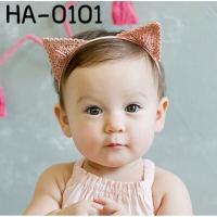 ราคา ผ้าคาดผมเด็กผู้หญิง หูแมวเหมียวตั้ง สีโอรส HA0101 (19186486892)