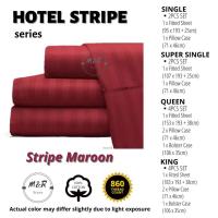 ราคา Cadar Premium Cotton 100 Ho Stripe Plain Fitted Bedsheet King Queen Super Single Getah Keliling Sarung Tilam Tebal (16487286189)