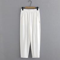 ราคา มีไซส์ใหญ่ Plus Size Womens Elastic Waist White Black Ankle Pants Casual Harem Trousers with Pockets (18555269290)