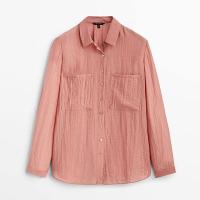 ราคา เสื้อผ้าสตรี MASSIMO DUTTI 2023ฤดูใบไม้ผลิและฤดูใบไม้ร่วงใหม่กระเป๋าลำลองทรงหลวมตกแต่งด้วยผ้าฝ้ายและผ้าลินินเนื้อแฟชั่นเสื้ออเนกประสงค์สีชมพู (20244028189)