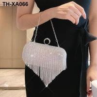ราคา Tassel rhinestone bag silver evening dress banquet clutch bag diamond bag high end socialite texture portable evening bag (20672474013)