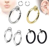 ราคา 1 pc Fake Nose Ring retractable earrings Hoop Faux Lip Earrings Cartilage Septum Clip on Ear Lobe Helix Anti Conch Non Piercing (11373969035)