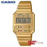 ราคา CASIO VINTAGE นาฬิกาข้อมือผู้ชาย สายสแตนเลส รุ่น A100WEG 9ADF สีทอง (12588166378)