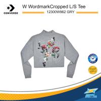 ราคา Converse Women Tee เสื้อ แฟชั่น ผู้หญิง เอวลอย ลายดอก Floral Wordmark Cropped Long Sleeve Tee รหัส 12300W962 มี 2 สี ดำ เทา 990 Collection (5838728938)