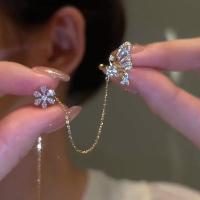 ราคา Dangle Earrings For Women Fashionable Dangle Earrings Flower Stud Earrings Shiny Tassel Chain Earrings Wedding Jewelry Ear Cuff Clip (19986762347)
