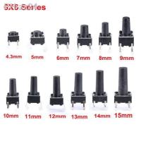 ราคา 50PCS 6X6 Series Tact Switch 6x6x4 3 5 6 7 8 9 10mm Pins 2 4 Feet Horizontal Bracket Push Button Switch DIP PCB Micro key Switch (20303181854)