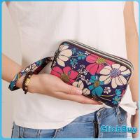 ราคา ClickBuy กระเป๋าสตางค์ 3 ช่อง กระเป๋าใส่มือถือ กระเป๋าผ้า คล้องมือ ladies bag (18819226190)