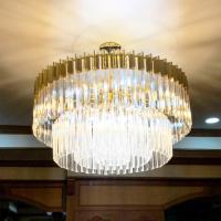 ราคา โคมไฟช่อ โคมไฟระย้า โคมไฟคริสตัล สีทอง ตกแต่งด้วยแท่งแก้วคริสตัลใส ขนาด 80 ซม ขั้วE14 รุ่น WL 2037 800KG (7356372526)