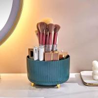 ราคา Rotating Desktop Makeup Brushes Organizer Cosmetic Storage Box Portable Lipstick Eyeliner Holder Skincare Pen Organizer Stand (20647971190)