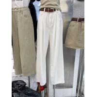 ราคา เสื้อผ้าฤดูร้อนแบบใหม่สไตล์ฮ่องกงกางเกงขายาวชุดสูทขากระบอกขากว้างเอวสูงทรงหลวมแบบลำลองเรียบหรูสีขาวแฟชั่นสำหรับผู้หญิง (19875115859)