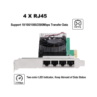 ราคา I225 Chips 4 Port 2 5G RJ45 Network Adapter PCIe X4 4 Port 100 1000M 2500Mbp Gigabit Ethernet Network Lan Card NIC (20482427898)