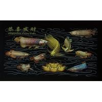 ราคา ผ้ากำมะหยี่อย่างดีพิมพ์ภาพปลามังกร9ตัวเจริญรุ่งเรือง ร่ำรวย มั่นคง ตกแต่งด้วยเกร็ดเพชรสวยงาม 18x30 นิ้ว (7489891859)