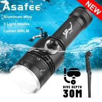 ราคา Asafee 600LM D239B P70 LED Super brightness dive flashlight Scuba fixed focus using 18650 battery press magneto switch IPX8 waterproof (16869950091)