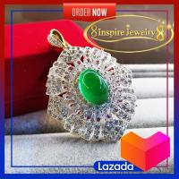 ราคา INSPIRE JEWELRY จี้พลอยบุษราคัมล้อมเพชรเพชรสวิส หรือจี้พลอยโกเมนล้อมเพชรสวิส งานจิวเวลลี่ gold plated (15900112244)