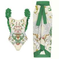 ราคา 2023 New Vintage Green Women Swimwear One Piece Swimsuit Beach Cover up Skirt Luxury Bikini Backless Beach Dress Designer Bathing Suit Summer Surf Wear Beachwear (20022381912)