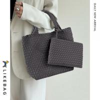 ราคา LIKEBAG กระเปาสพายหญิงกระเป๋าสานกระเป๋าสะพายกระเป๋าไนลอนความจุขนาดใหญ่กระเป๋าถือกระเป๋าทอกระเป๋าคลัทช์ (8209342251)