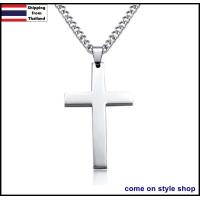 ราคา สร้อยคอไม้กางเขน อัลลอย สีทอง เงิน ดำ คุณภาพดี Necklace stainless steel cross pendant link (335982905)