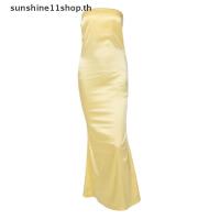 ราคา Sunshop ผู้หญิง ผ้าซาติน เปิดหลัง แม็กซี่เดรส ผู้หญิง ชุดแฟชั่น เกาะอก แขนกุด บอดี้คอน ปาร์ตี้ ชุดเดรสยาว (16453220717)