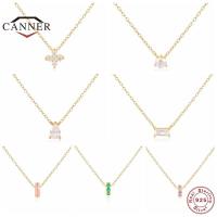ราคา CANNER 925 Stamp Sterling Silver Zircon Pendant Clavicle Chain Necklace for Women Gold Color Choker Necklaces Jewelry Collier (11348488782)