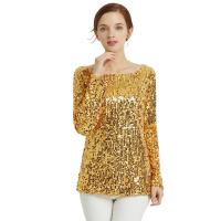 ราคา เสื้อยืดแขนยาว ประดับเลื่อม สีทอง สีเงิน สไตล์เรโทร พลัสไซซ์ สําหรับผู้หญิง AIXIN (17660352797)