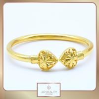ราคา กำไลขือมือทอง หัวใจคู่ลายฉลุ สินค้าขายดีพร้อมส่ง ชุบเศษทองเยาวราช ชุบทอง 24K งานฝีมือจากช่างเยาวราช (762056922)