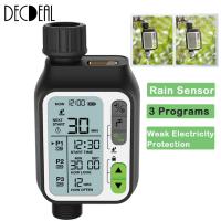 ราคา เครื่องควบคุมการจ่ายน้ำอิเล็กทรอนิกส์เครื่องตั้งเวลาการจ่ายน้ำอัตโนมัติพร้อมหน้าจอ LCD ขนาดใหญ่เครื่องควบคุมสปริงเกอร์กันน้ำ3โปรแกรมตั้งเวลาได้อ่อนเซ็นเซอร์กันฝนล็อคเด็กอุปกรณ์รดน้ำสวนกลางแจ้งเครื่องม