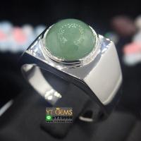 ราคา แหวนหยก แหวนเงินแท้ ชุบทองคำขาว หยกแท้ YTG 9075 (17474709064)