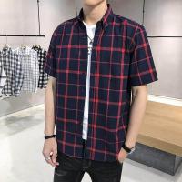 ราคา เสื้อเชิ้ตแขนสั้นลายสก๊อตผู้ชายเสื้อเชิ้ตลำลองธุรกิจเท่ๆ (16537404178)