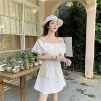 ราคา ELLE French blue gradient condole belt dress female 2023 new seaside on summer dress skirt waves (19786868869)