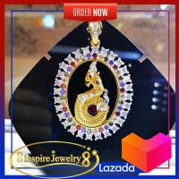 ราคา INSPIRE JEWELRY จี้พลอยบุษราคัมล้อมเพชรเพชรสวิส หรือจี้พลอยโกเมนล้อมเพชรสวิส งานจิวเวลลี่ gold plated (15900112243)